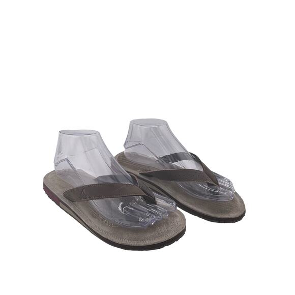 Adidas Brown Leather and Suede Flip Flops Size 7M - Picture 1 of 7